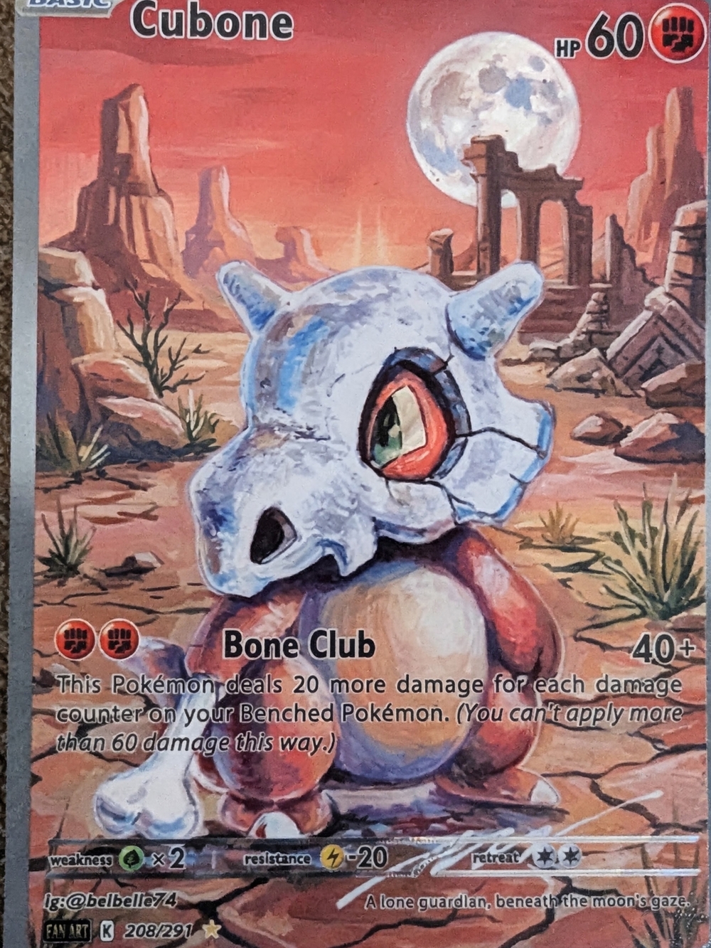 Cubone Art Print — Red & Cream Home Art by